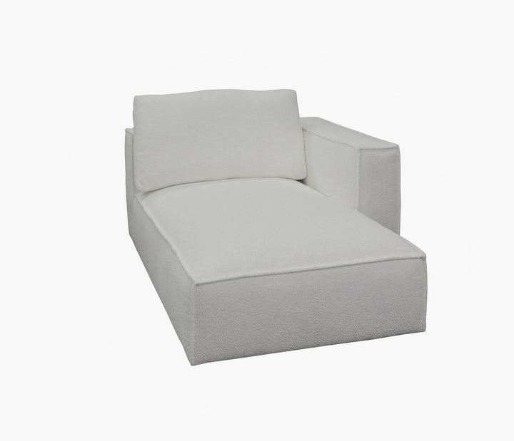 Divani Casa Lulu Modern White Fabric Modular Sectional Sofa With Right Facing Chaise - MONAVILLA
