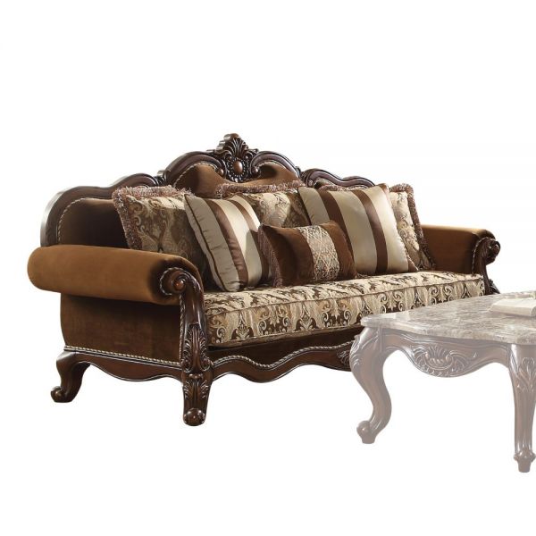 ACME Jardena Fabric & Cherry Oak Sofa Model 50655 - MONAVILLA