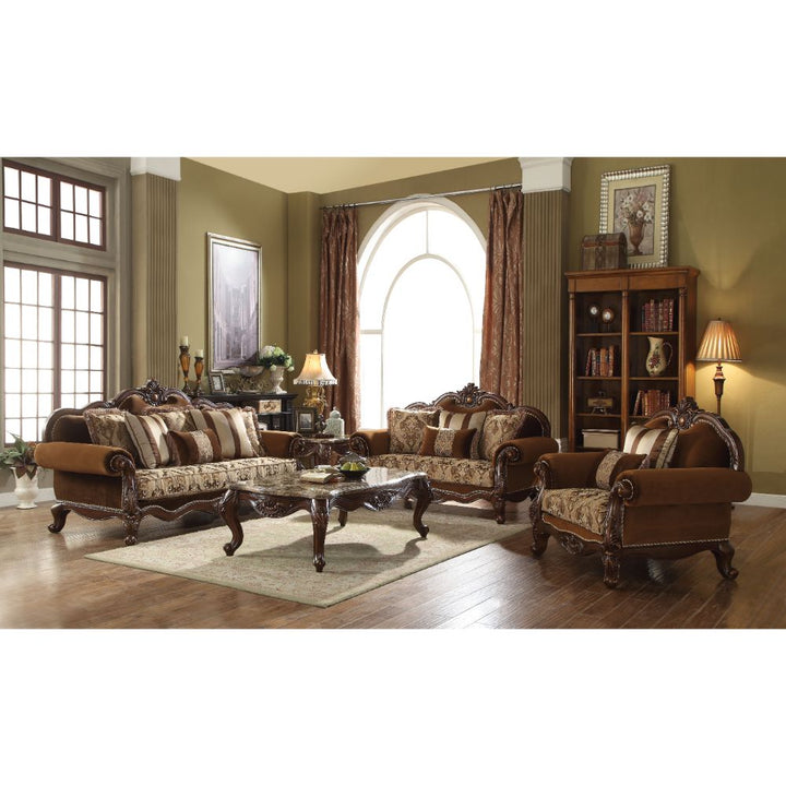 ACME Jardena Fabric & Cherry Oak Sofa Model 50655 - MONAVILLA