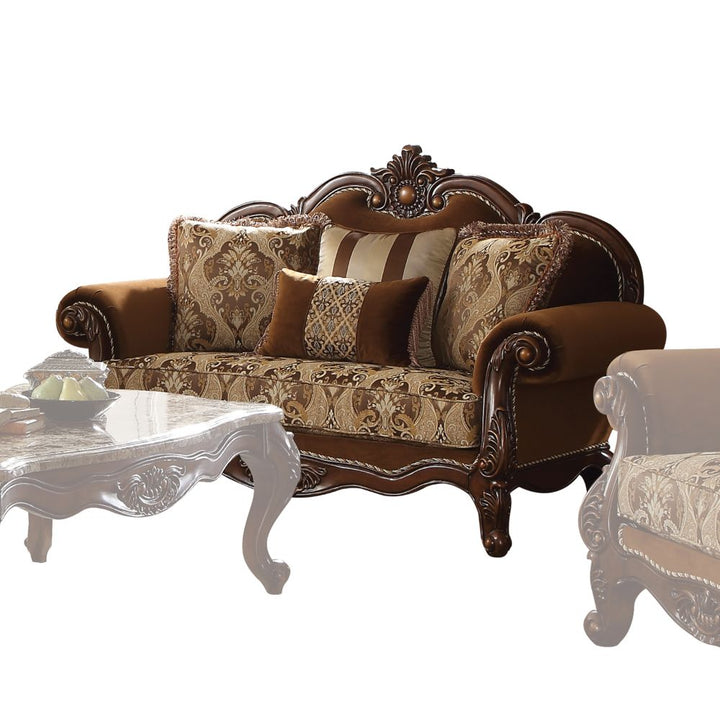 ACME Jardena Fabric & Cherry Oak Loveseat Model 50656 - MONAVILLA