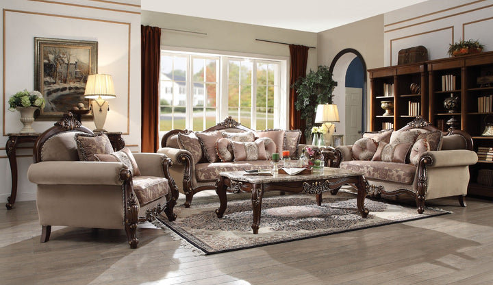 ACME Mehadi Velvet & Walnut Loveseat Model 50691 - MONAVILLA