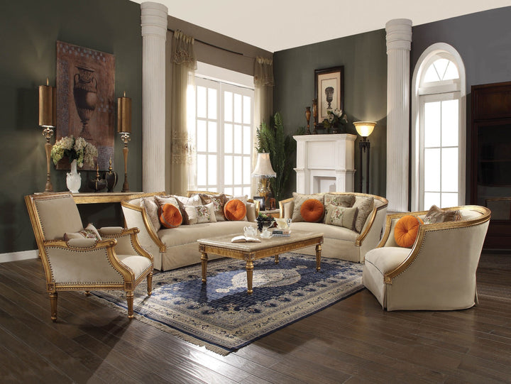 ACME Daesha Tan Flannel & Antique Gold Accent Chair Model 50838 - MONAVILLA