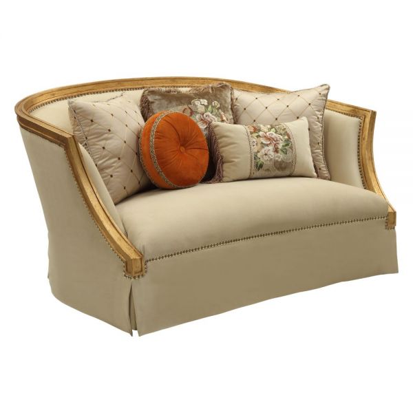 ACME Daesha Tan Flannel & Antique Gold Loveseat Model 50836 - MONAVILLA
