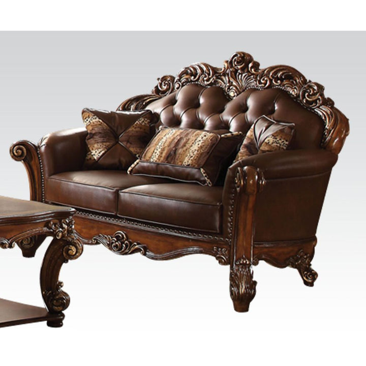 ACME Vendome Cherry PU & Cherry Loveseat Model 52002 - MONAVILLA