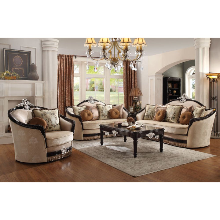ACME Ernestine Tan Fabric & Black Chair Model 52112 - MONAVILLA