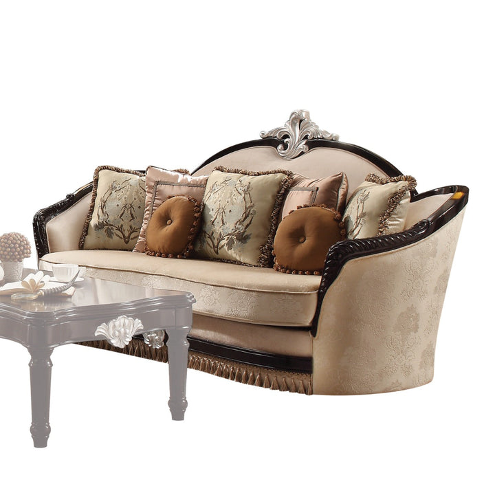 ACME Ernestine Tan Fabric & Black Sofa Model 52110 - MONAVILLA