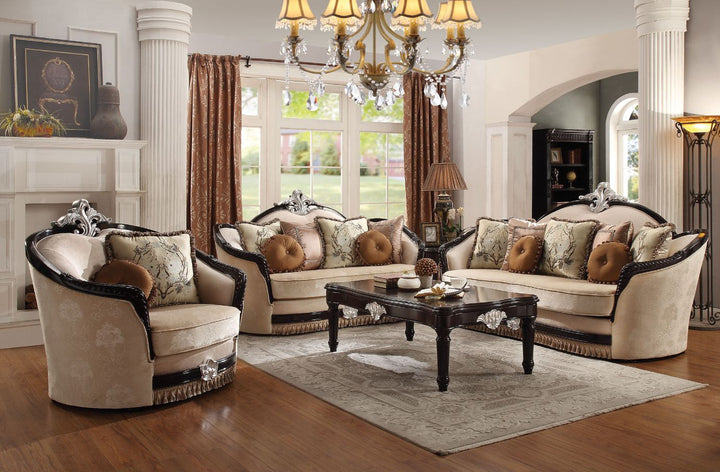ACME Ernestine Tan Fabric & Black Sofa Model 52110 - MONAVILLA