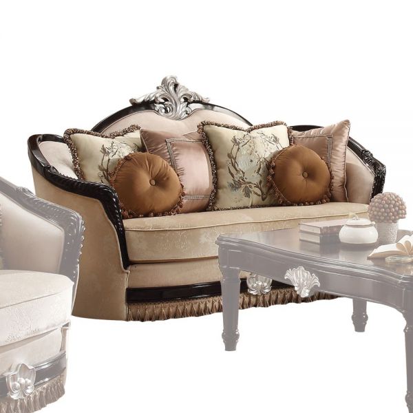ACME Ernestine Tan Fabric & Black Loveseat Model 52111 - MONAVILLA