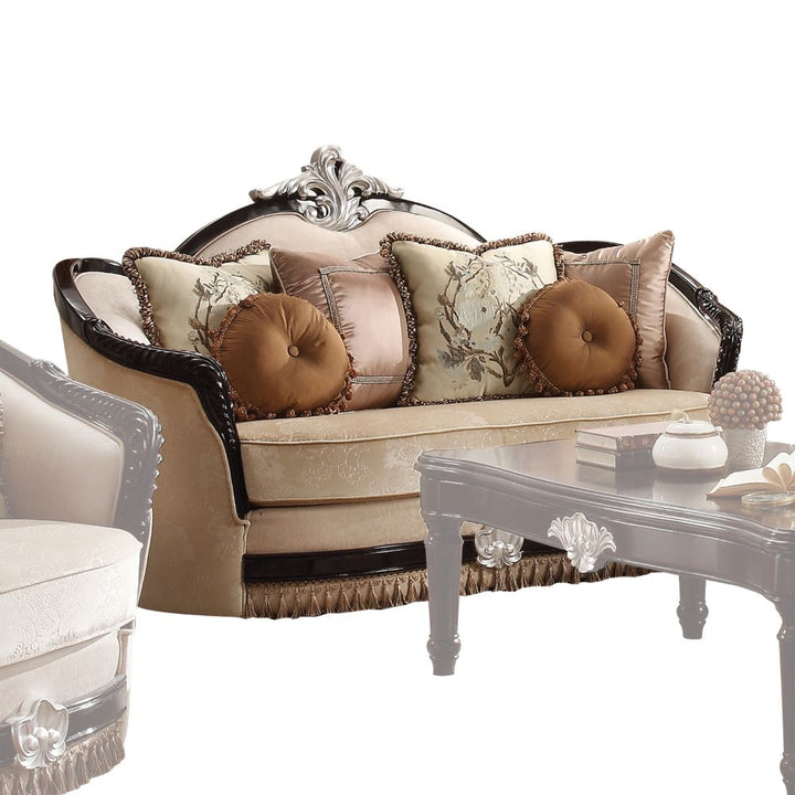 ACME Ernestine Tan Fabric & Black Loveseat Model 52111 - MONAVILLA