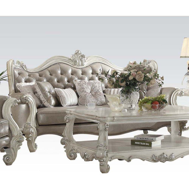 ACME Versailles Vintage Gray PU & Bone White Sofa Model 52125 - MONAVILLA