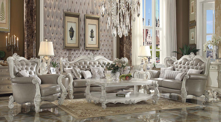 ACME Versailles Vintage Gray PU & Bone White Sofa Model 52125 - MONAVILLA