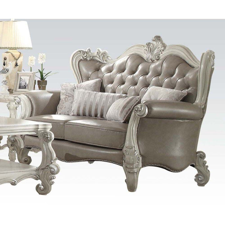 ACME Versailles Vintage Gray PU & Bone White Loveseat Model 52126 - MONAVILLA