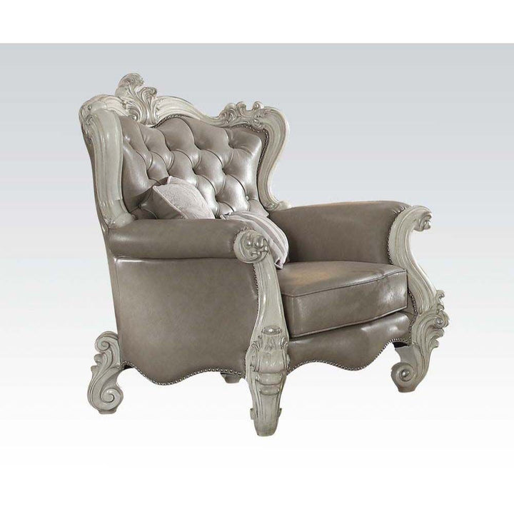 ACME Versailles Vintage Gray PU & Bone White Chair Model 52127 - MONAVILLA