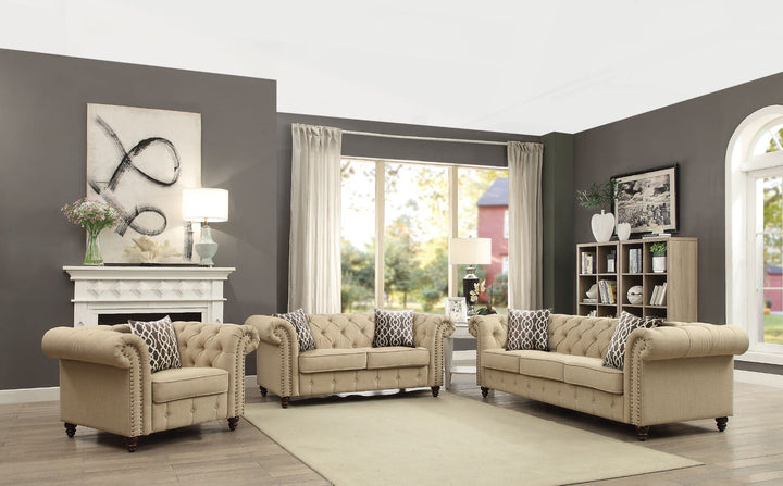 ACME Aurelia Beige Linen Chair Model 52422 - MONAVILLA