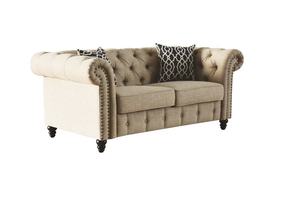 ACME Aurelia Beige Linen Loveseat Model 52421 - MONAVILLA
