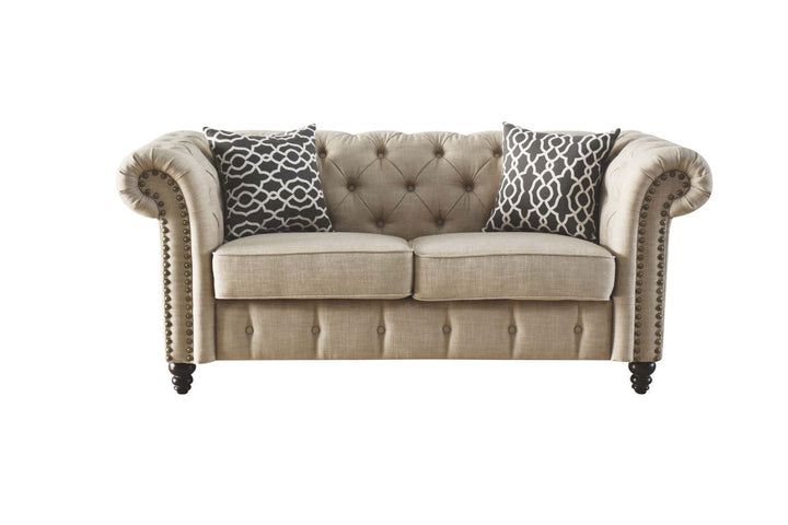 ACME Aurelia Beige Linen Loveseat Model 52421 - MONAVILLA