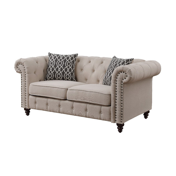 ACME Aurelia Beige Linen Loveseat Model 52421 - MONAVILLA