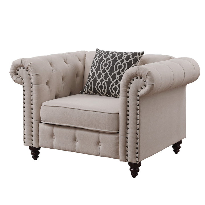 ACME Aurelia Beige Linen Chair Model 52422 - MONAVILLA