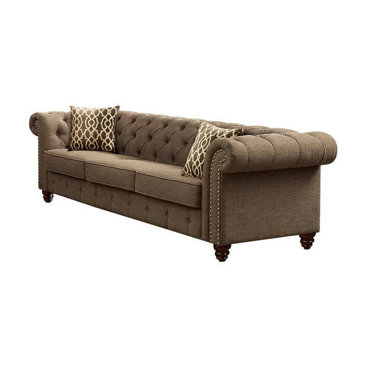 ACME Aurelia Brown Linen Sofa Model 52425 - MONAVILLA