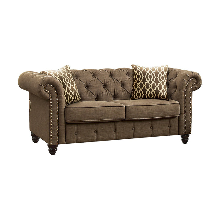ACME Aurelia Brown Linen Loveseat Model 52426 - MONAVILLA
