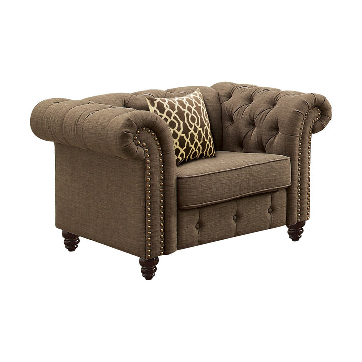ACME Aurelia Brown Linen Chair Model 52427 - MONAVILLA