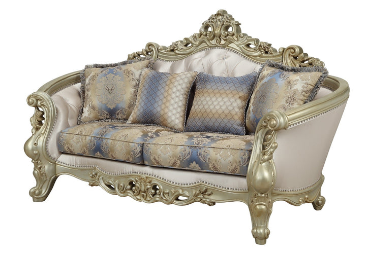 ACME Gorsedd Fabric & Antique White Loveseat Model 52441 - MONAVILLA