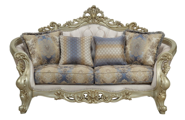 ACME Gorsedd Fabric & Antique White Loveseat Model 52441 - MONAVILLA