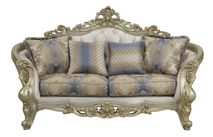 ACME Gorsedd Fabric & Antique White Loveseat Model 52441 - MONAVILLA