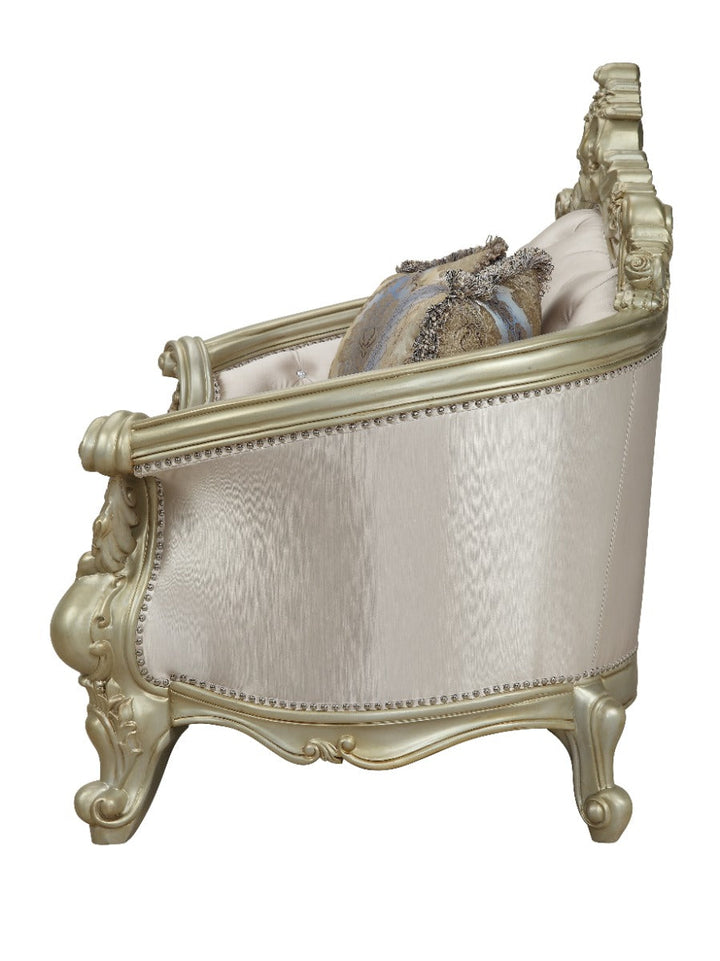 ACME Gorsedd Fabric & Antique White Loveseat Model 52441 - MONAVILLA