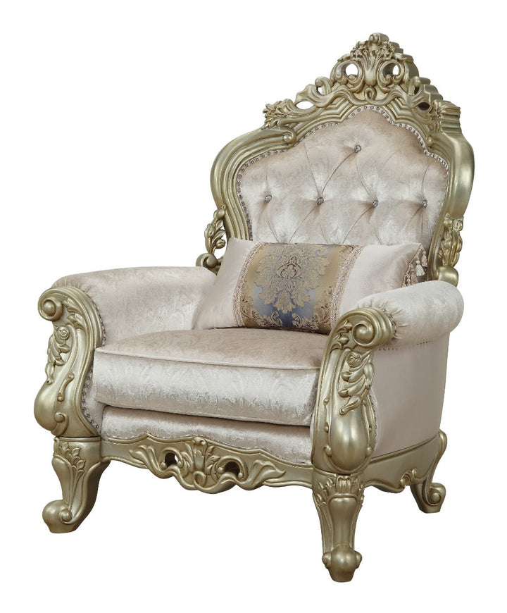 ACME Gorsedd Fabric & Antique White Chair Model 52442 - MONAVILLA