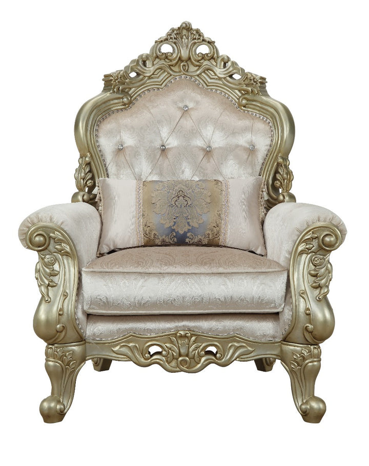 ACME Gorsedd Fabric & Antique White Chair Model 52442 - MONAVILLA