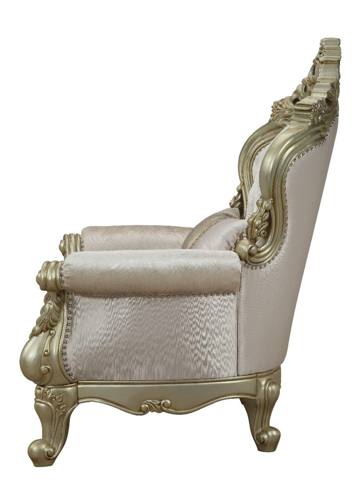 ACME Gorsedd Fabric & Antique White Chair Model 52442 - MONAVILLA