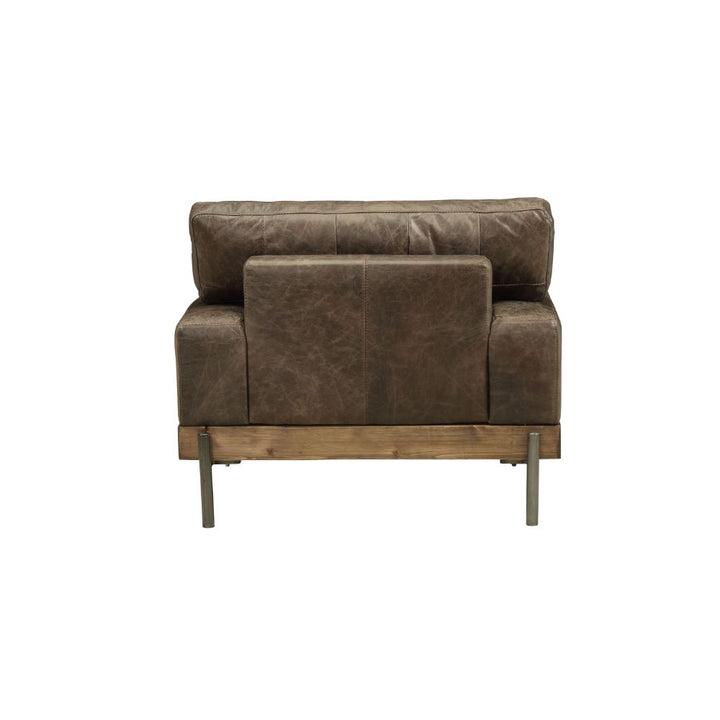 ACME Silchester Oak & Distress Chocolate Top Grain Leather Chair Model 52477 - MONAVILLA