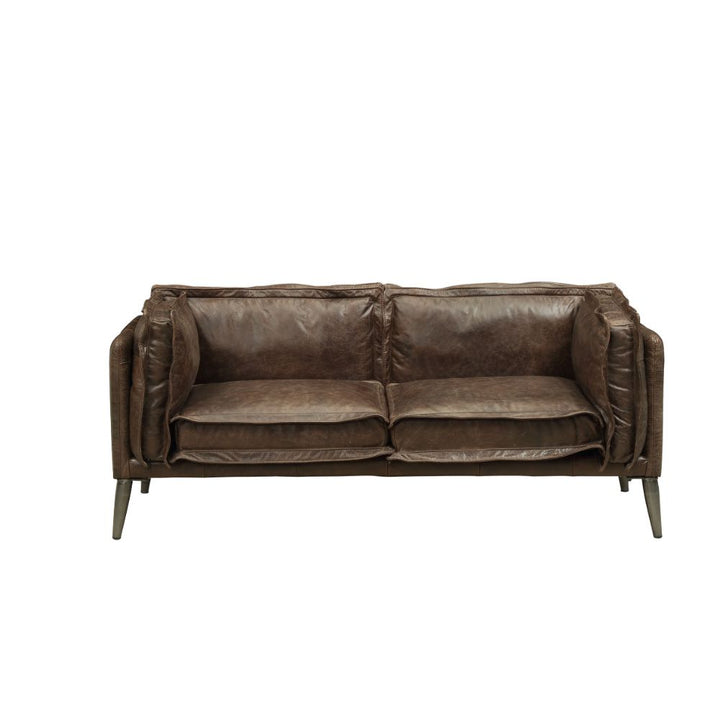 ACME Porchester Distress Chocolate Top Grain Leather Loveseat Model 52481 - MONAVILLA