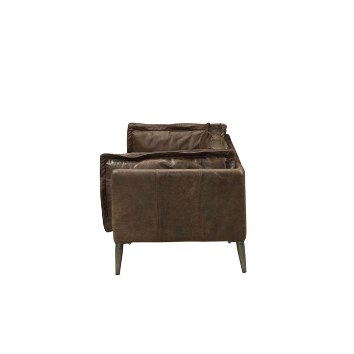 ACME Porchester Distress Chocolate Top Grain Leather Loveseat Model 52481 - MONAVILLA
