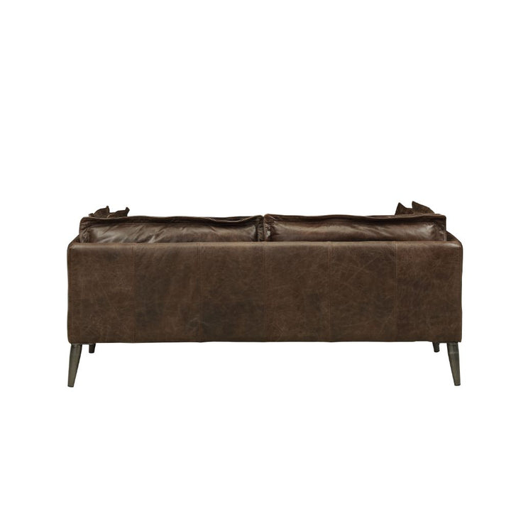 ACME Porchester Distress Chocolate Top Grain Leather Loveseat Model 52481 - MONAVILLA