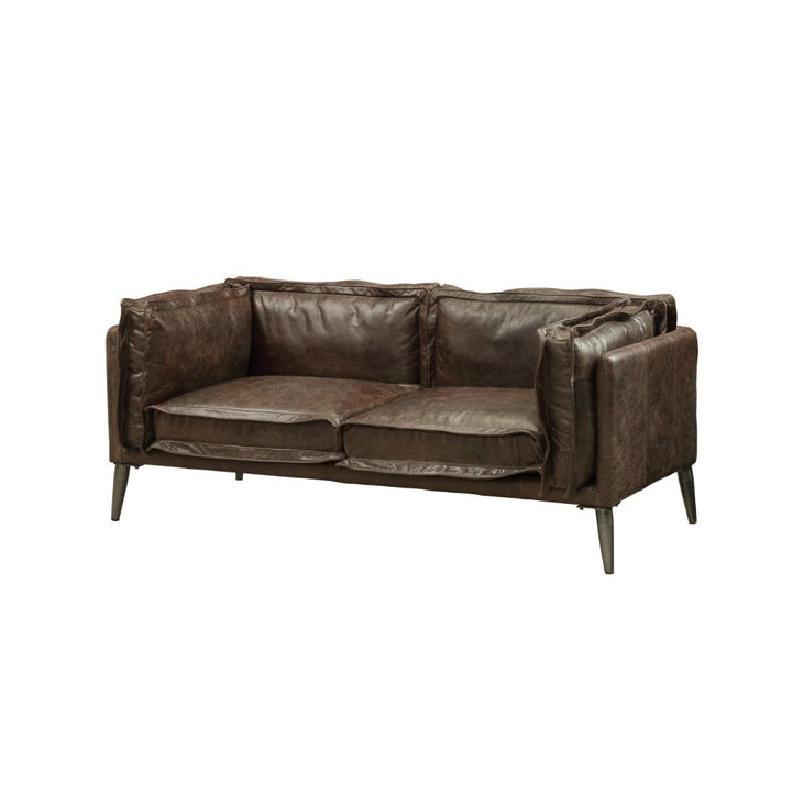 ACME Porchester Distress Chocolate Top Grain Leather Loveseat Model 52481 - MONAVILLA