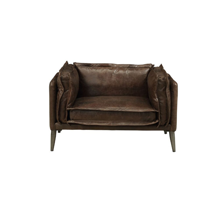 ACME Porchester Distress Chocolate Top Grain Leather Chair Model 52482 - MONAVILLA
