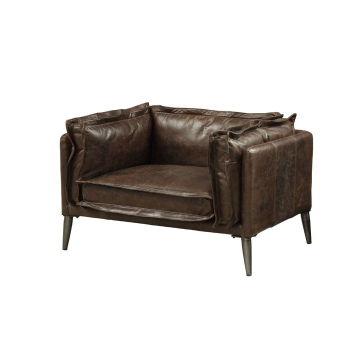 ACME Porchester Distress Chocolate Top Grain Leather Chair Model 52482 - MONAVILLA