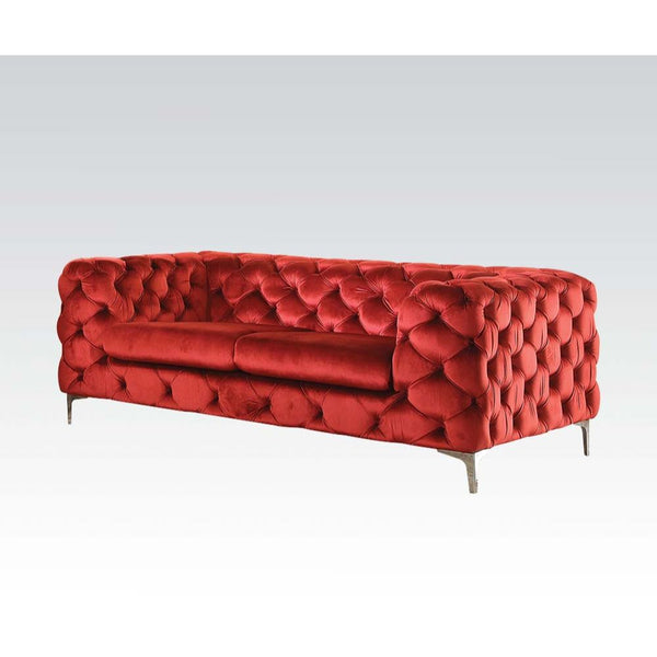 ACME Adam Red Velvet Loveseat Model 52796 - MONAVILLA