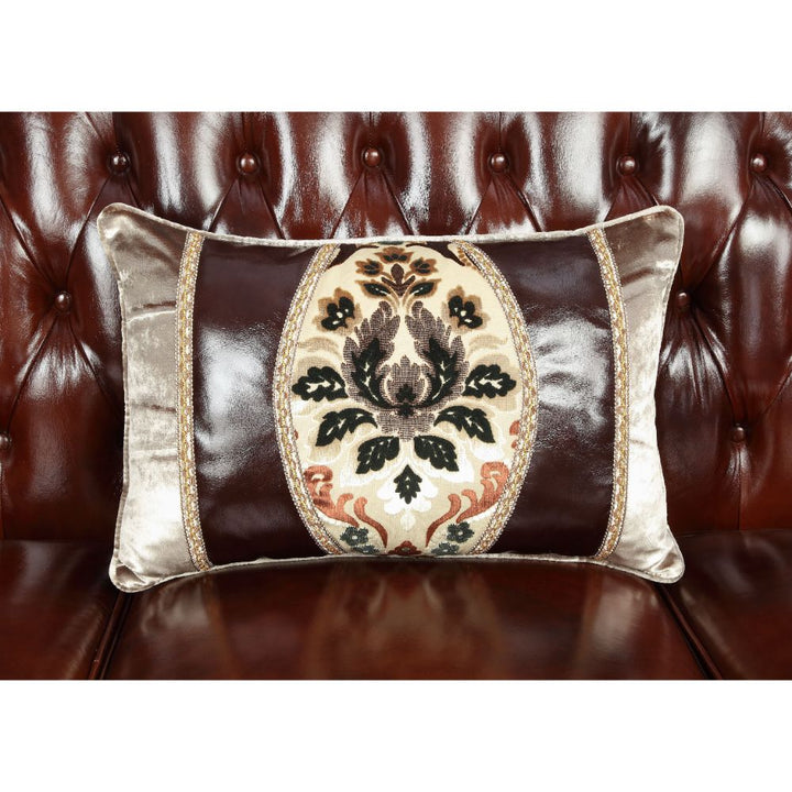 ACME Eustoma Cherry Top Grain Leather Match & Walnut Loveseat Model 53066 - MONAVILLA