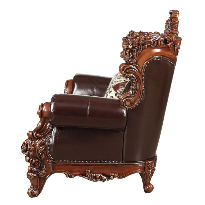 ACME Forsythia Espresso Top Grain Leather Match & Walnut Loveseat Model 53071 - MONAVILLA