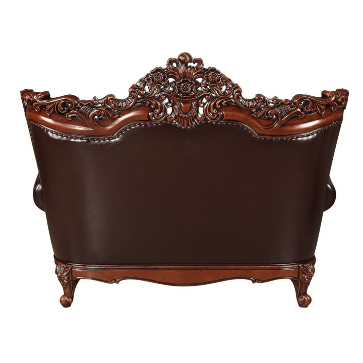 ACME Forsythia Espresso Top Grain Leather Match & Walnut Loveseat Model 53071 - MONAVILLA