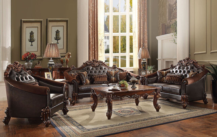 ACME Vendome II Two Tone Dark Brown PU & Cherry Sofa Model 53130 - MONAVILLA