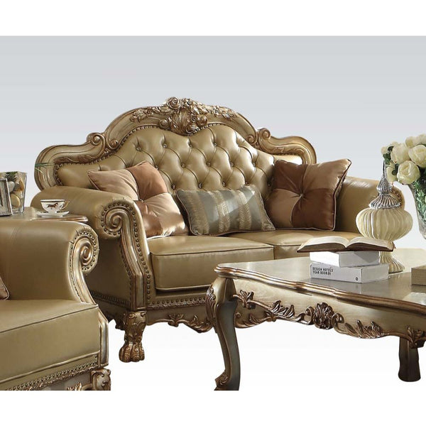 ACME Dresden Bone PU & Gold Patina Loveseat Model 53161 - MONAVILLA