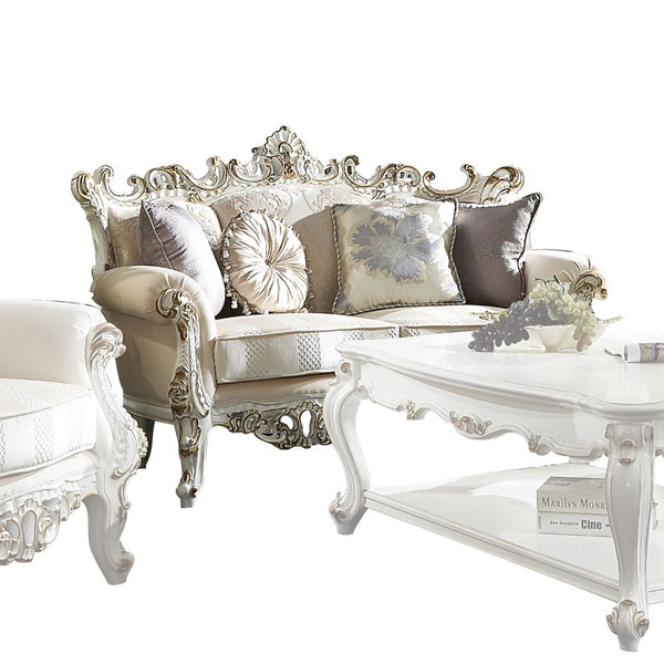 ACME Picardy II Fabric & Antique Pearl Loveseat Model 53461 - MONAVILLA