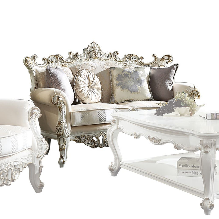 ACME Picardy II Fabric & Antique Pearl Loveseat Model 53461 - MONAVILLA