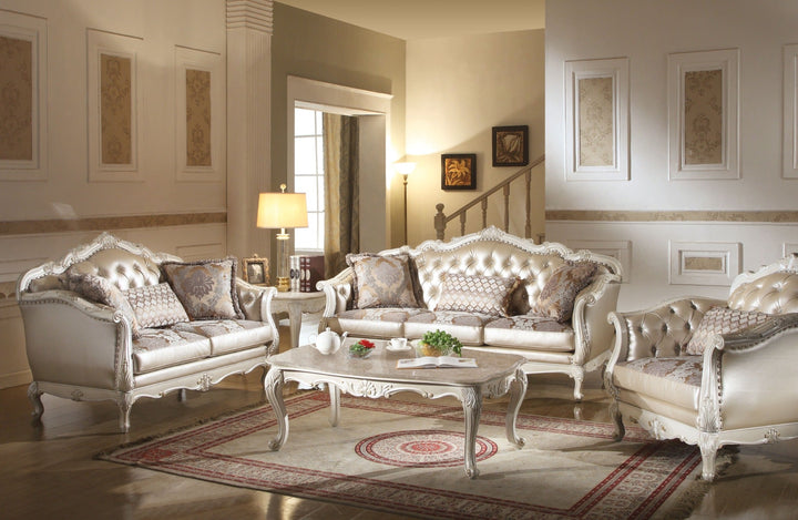 ACME Chantelle Rose Gold PU/Fabric & Pearl White Chair Model 53542 - MONAVILLA