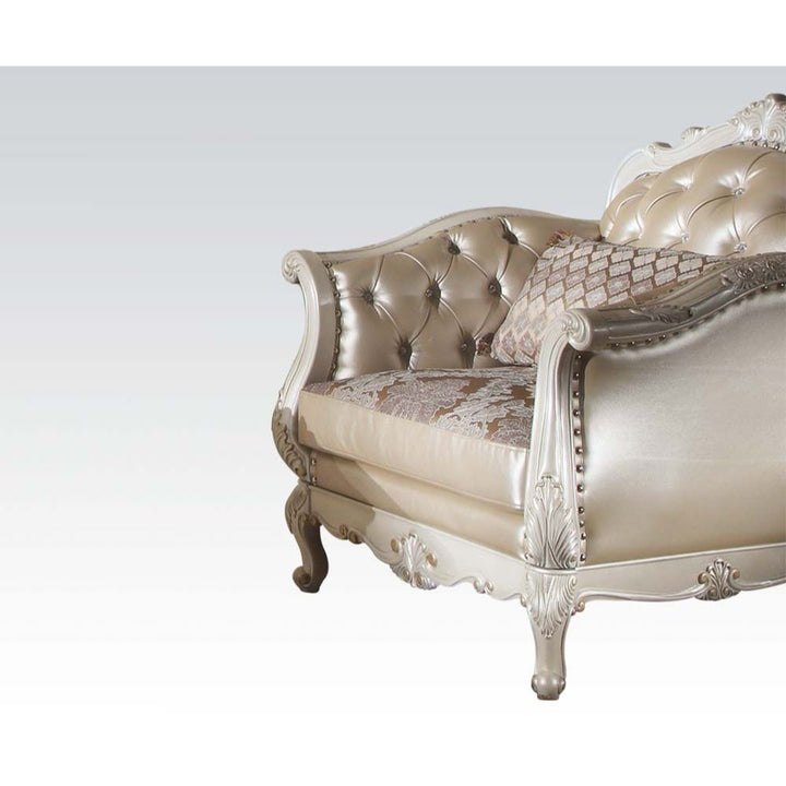 ACME Chantelle Rose Gold PU/Fabric & Pearl White Chair Model 53542 - MONAVILLA