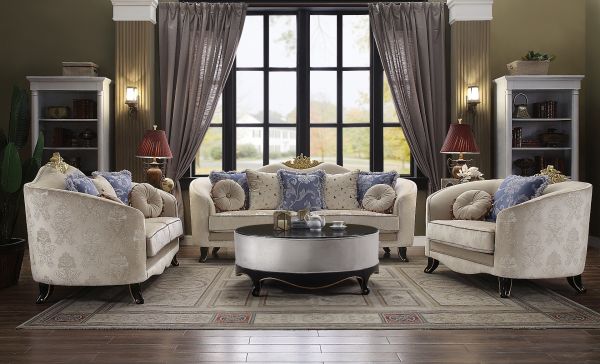 ACME Sheridan Cream Fabric Loveseat Model 53946 - MONAVILLA